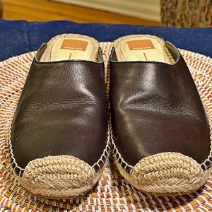 Black Leather Slides